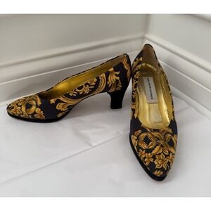 Vintage 90's Y2K SAKS FIFTH AVENUE 6.5B Versace Inspired Rococo High Heel Pumps